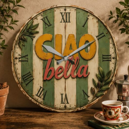 Ciao Bella Italian Rustic Kitchen Große Wanduhr