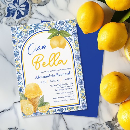 Ciao Bella Italian Tile Lemon Summer Brautparty Einladung