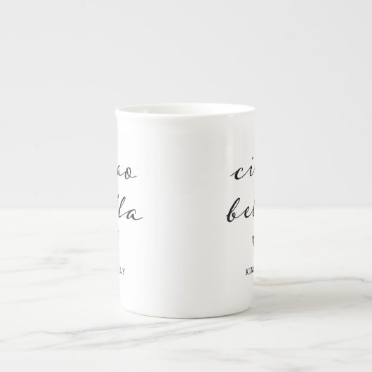 Ciao Bella | Italienische Moderne Schrift mit Herz Porzellantasse (Vorderseite)