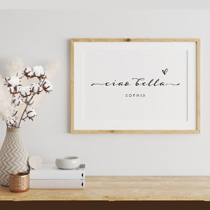 Ciao Bella Italienische moderne Schrift mit Herz Poster