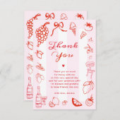 Ciao Bella Italienisches Handgezeichnetes Brautpar Dankeskarte (Vorne/Hinten)