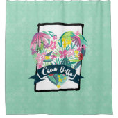 Ciao Bella Niedliches Blumenherz mit tropischen Bl Duschvorhang (Vorderseite)