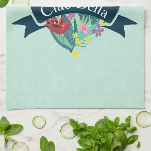 Ciao Bella Niedliches Blumenherz mit tropischen Bl Geschirrtuch (Gefaltet)
