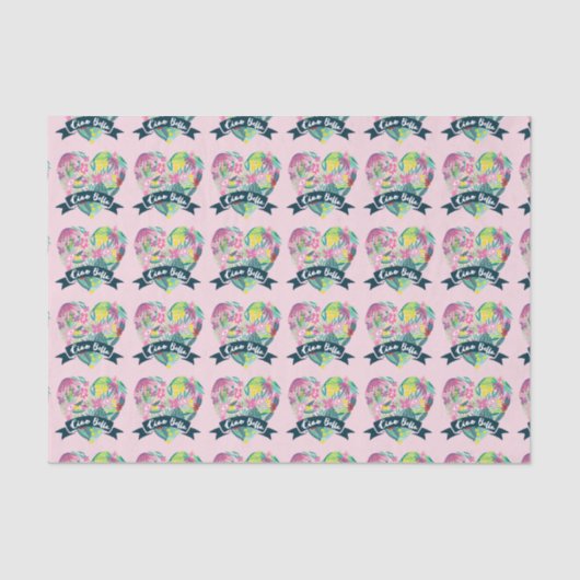 Ciao Bella Niedliches Blumenherz mit tropischen Bl Seidenpapier (Vorderseite)