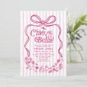 Ciao Bella Pink Brautparty Einladung (Stehend Vorderseite)