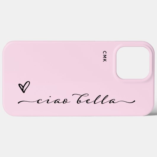 Ciao Bella | Pink Italian Modern Script with Heart Case-Mate iPhone Hülle (Rückseite (Horizontal))