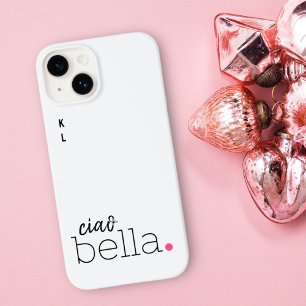 Ciao Bella Rosa Punkt Monogramm Italienisch Schwar iPhone 14 Hülle