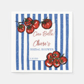 Ciao bella Tomatenstreifen Italienische Hochzeitsd Serviette (Vorderseite)