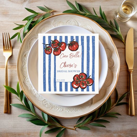 Ciao bella Tomatenstreifen Italienische Hochzeitsd Serviette