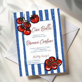 Ciao bella tomato blue Italian bridal shower Einladung