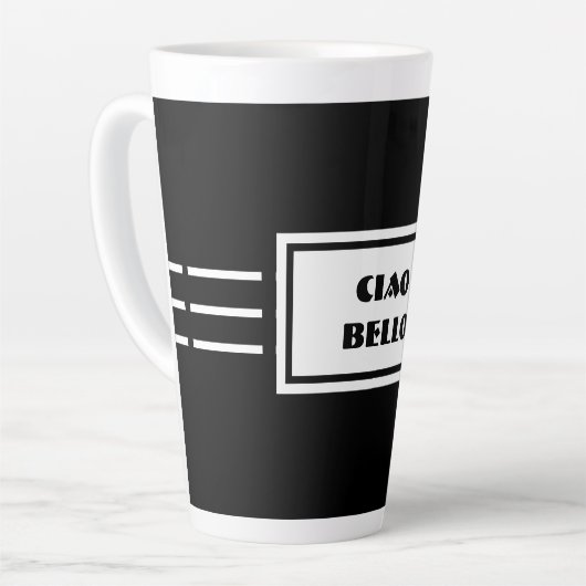 CIAO BELLO Tall, Dark & Handsome BLACK & WHITE Milchtasse (Linke Ecke)