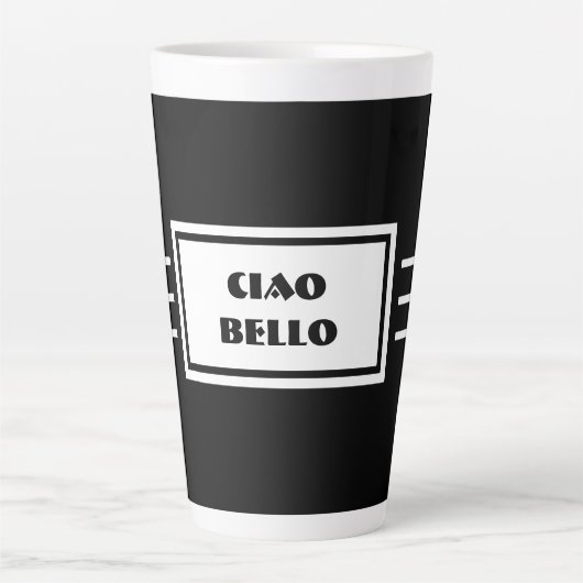 CIAO BELLO Tall, Dark & Handsome BLACK & WHITE Milchtasse (Vorderseite)