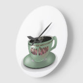 Ciao Cacao Green Coffee Cup Große Wanduhr (Winkel)