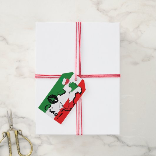 Ciao! Feierliche italienische Flag-Geschenkmarke Geschenkanhänger (Mit Garn)