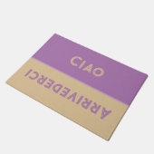Ciao - Grüße in italienisch beige&lavender Fußmatte (Schrägansicht)