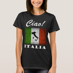 Ciao! Italia Tricolore Italienische Flagge Karte I T-Shirt