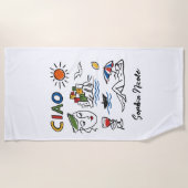 Ciao! Italian Amalfi Coast Hand Drawn Custom Name Strandtuch (Vorderseite)