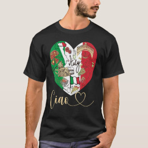 Ciao Italien Cool Italien Grafische Flagge Herz Ni T-Shirt