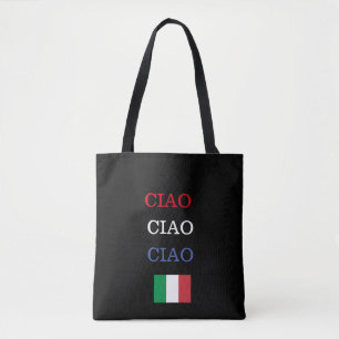 CIAO Italien Flag Schwarze Printwerbung Tasche