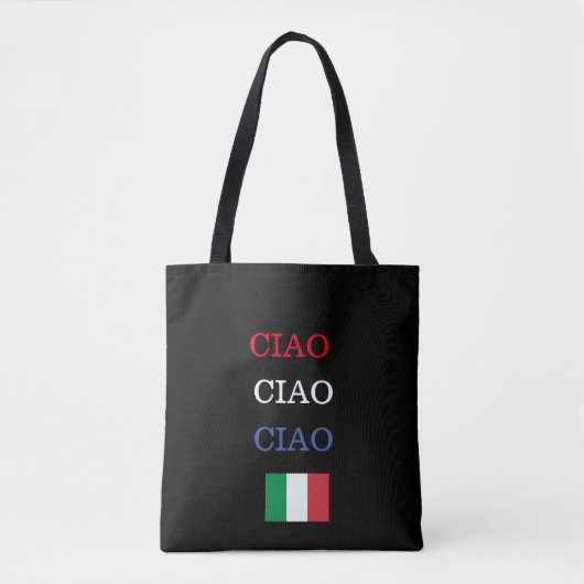 CIAO Italien Flag Schwarze Printwerbung Tasche (Vorderseite)