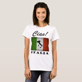 Ciao! Italienische Flaggen-Karte Italiens T-Shirt (Vorne ganz)
