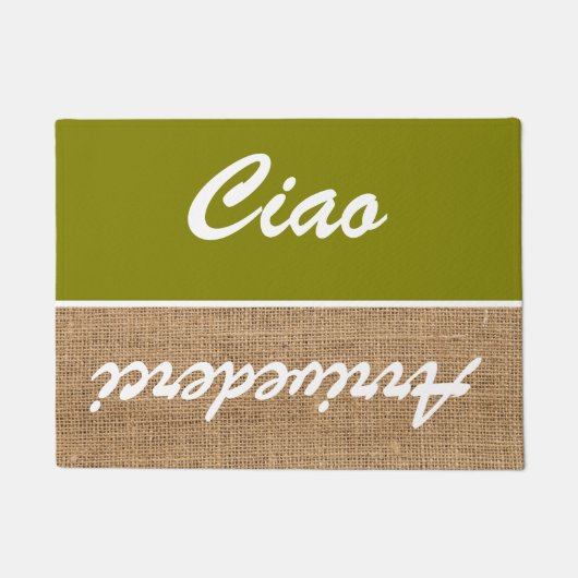 Ciao - Oliven-Burlap rustic Doormat Fußmatte (Vorderseite)