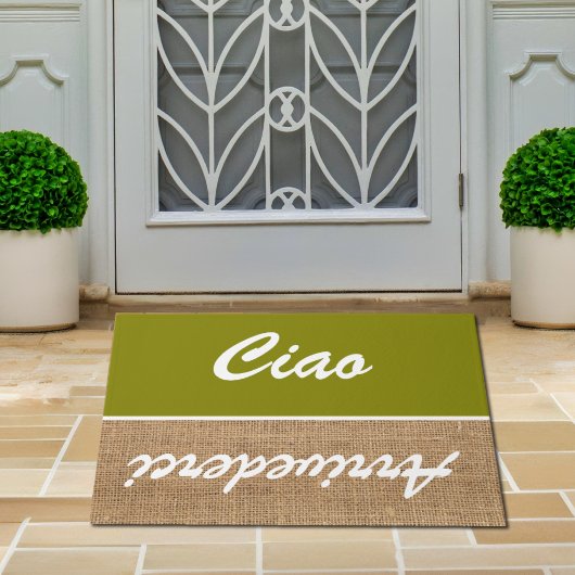 Ciao - Oliven-Burlap rustic Doormat Fußmatte