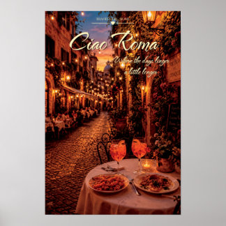 Ciao Roma Trastevere Nacht Café Aperol Szenische K Poster