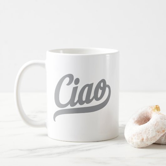 Ciao Script (grau) Kaffeetasse (Mit Donut)