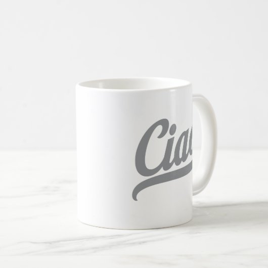 Ciao Script (grau) Kaffeetasse (VorderseiteRechts)