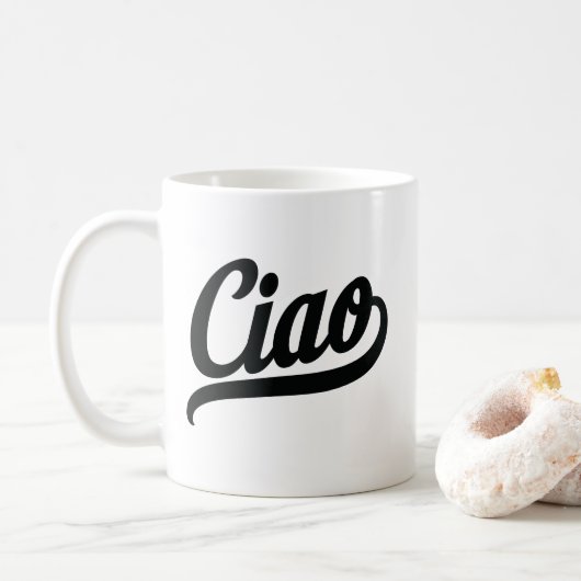 Ciao-Script (schwarz) Kaffeetasse (Mit Donut)