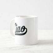 Ciao-Script (schwarz) Kaffeetasse (Vorderseite Links)