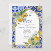 Ciao to Miss Blue Tile Lemon Brautparty Einladung (Vorderseite)