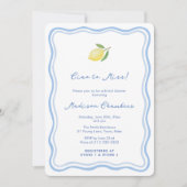 Ciao to Miss Dolce Vita Blue Yellow Brautparty Einladung (Vorderseite)