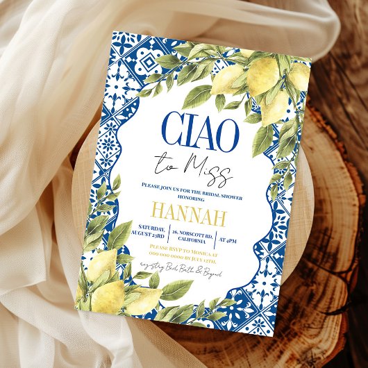 Ciao to Miss Italienisch Lemon Brautparty Einladung