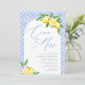 Ciao to Miss Lemon Italian Blue Tile Bridal Shower Einladung (Stehend Vorderseite)