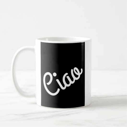 Ciao Typografie White auf schwarz Kaffeetasse (Links)