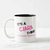 Ciara, was man nicht den Namen verstehen würde Zweifarbige Tasse (Links)