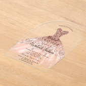 Cic Rose Gold Glitzer Dress, Brautparty Acryleinladungen (Ablage )