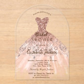 Cic Rose Gold Glitzer Dress, Brautparty Acryleinladungen (Vorderseite)