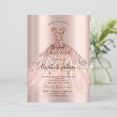 Cic Rose Gold Glitzer Dress, Brautparty Einladung (Stehend Vorderseite)