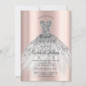Cic Rose Gold Glitzer Kleid, Brautparty Einladung (Vorderseite)