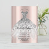 Cic Rose Gold Glitzer Kleid, Brautparty Einladung (Stehend Vorderseite)