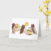 Cicada Band mit Gong, Trumpet und Trommel Karte (Gelbe Blume)