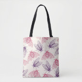 Cicada Botanical Pattern Cream Pink Purple Tasche (Vorderseite)