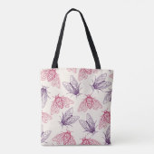 Cicada Botanical Pattern Cream Pink Purple Tasche (Rückseite)