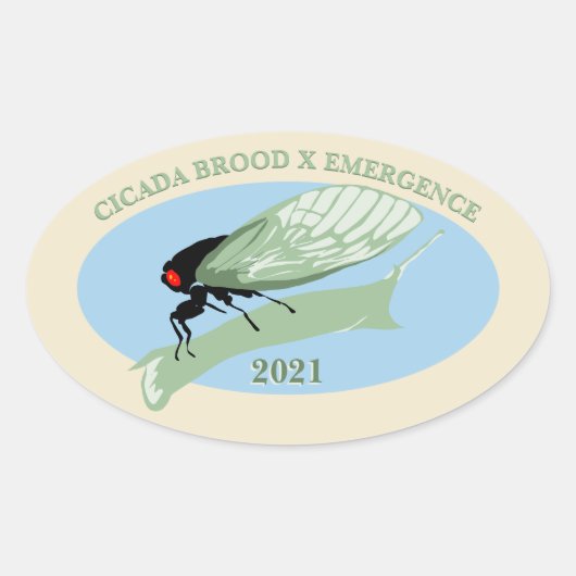 Cicada Brood X Emergence 2021 Ovaler Aufkleber (Vorderseite)