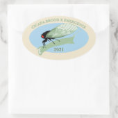 Cicada Brood X Emergence 2021 Ovaler Aufkleber (Tasche)