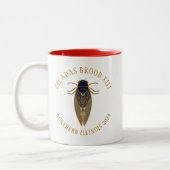 Cicada Brood XIII ILLINOIS 2024 Benutzerdefinierte Zweifarbige Tasse (Links)