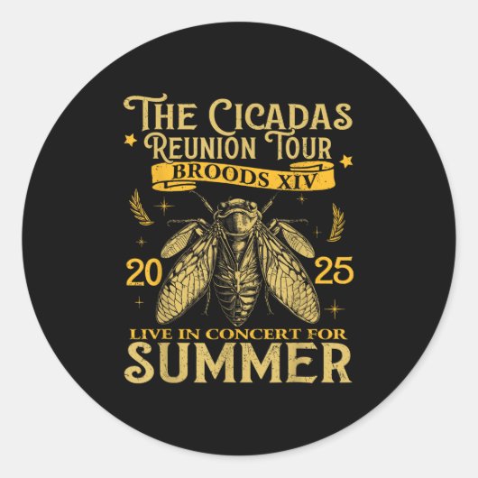 Cicada Brood Xiv Sommer 2025 Wiedersehen Tour Swar Runder Aufkleber (Vorderseite)